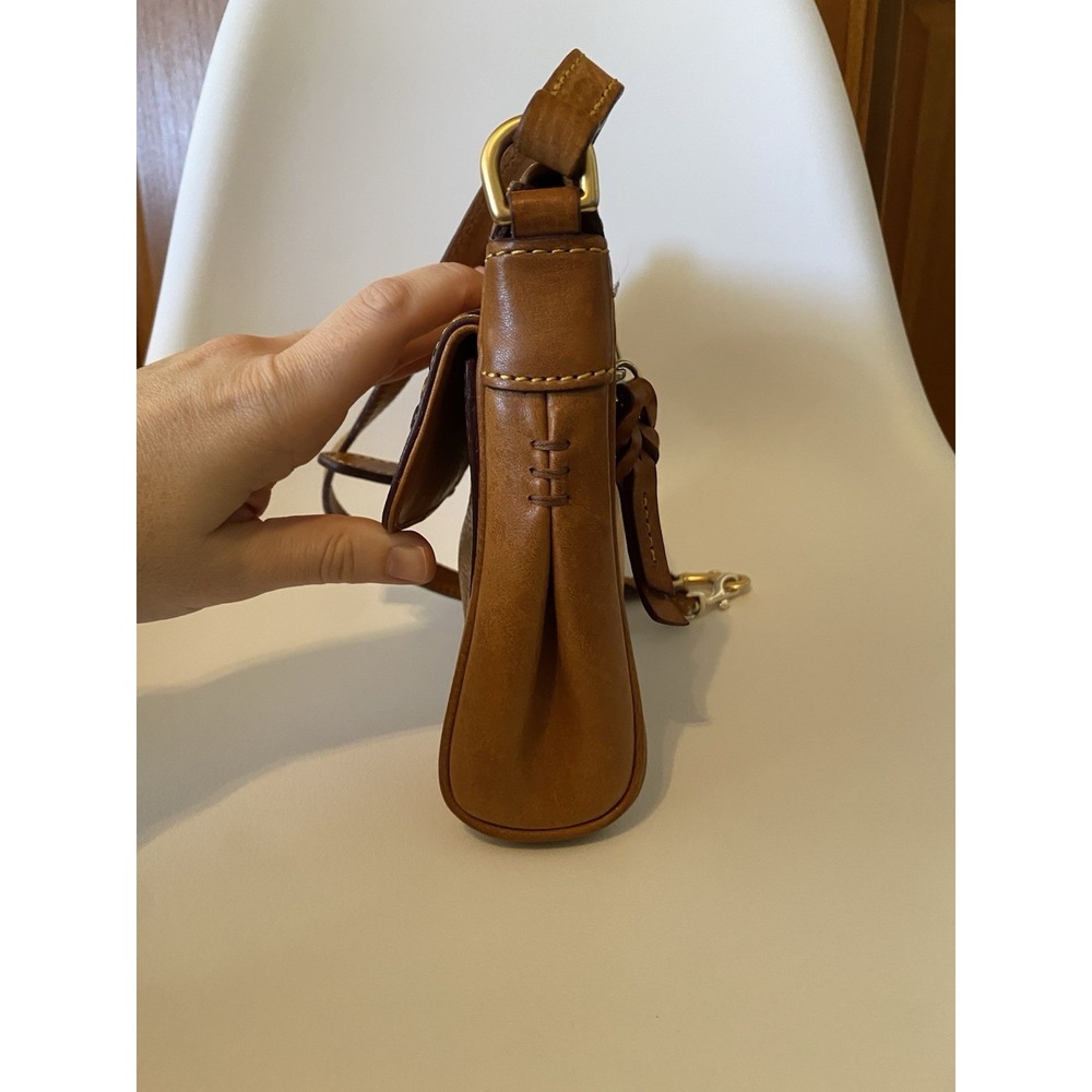 Dooney Bourke Brown Florentine Leather Natural Tassel Clutch Shoulder Bag Purse - Picture 4 of 13